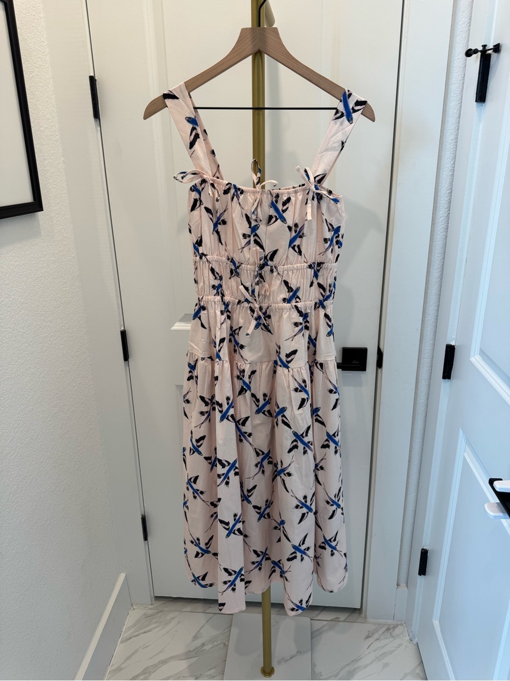 The Lulo Project Flying Fish Smocked Midi Dress